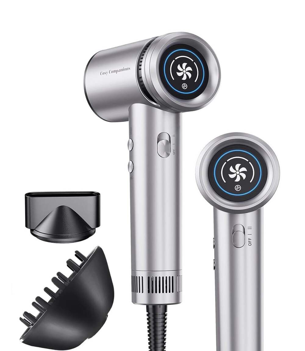 Cosy Companions High Speed Hair Dryer Silver With Diffuser Nozzle